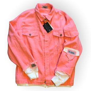 Reverb Denim Destructed Button Up Jacket /  Pink / XXL / NWT / Free Shipping